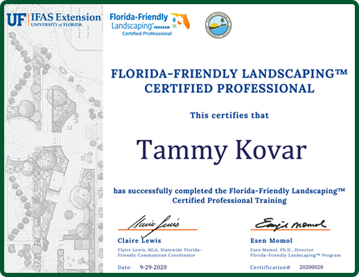 Tammy Kovar - Florida Friendly Landscaping Certified Professional